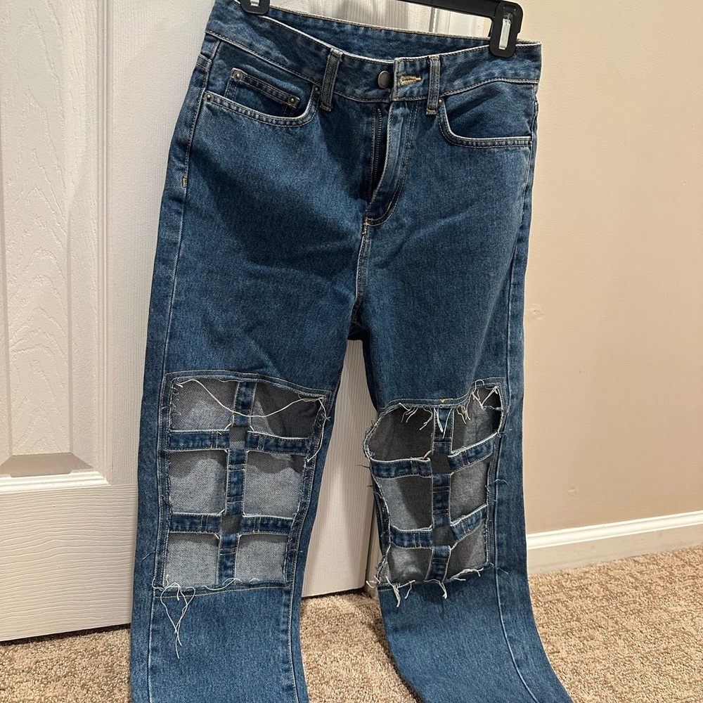 Carmar Blue Distressed Straight Leg Jeans